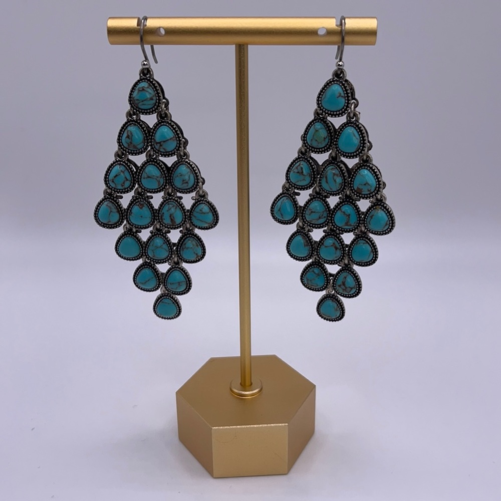 Beautiful Turquoise Chandelier Dangle Earrings